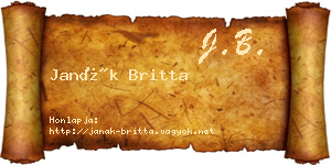 Janák Britta névjegykártya